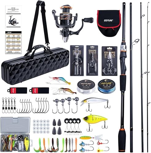 Miniatura 10 de Goture Spinning Fishing Rod & Reel Combo with Carrier Bag,6.6-9FT,Spin Reels, Lures Kit, Pliers, Braided Line, Fish Gripper, Carbon Fiber Freshwater