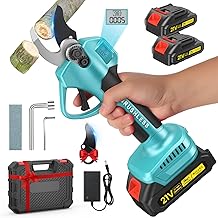 Battery Pruning Scissors, 1000W 35mm Battery Powered Pruning Shears 21V 2000mAh*2, SK-7 Blade, Battery Powered Pruning Shears with Display for Gardening, Orchard, Olive, Farm