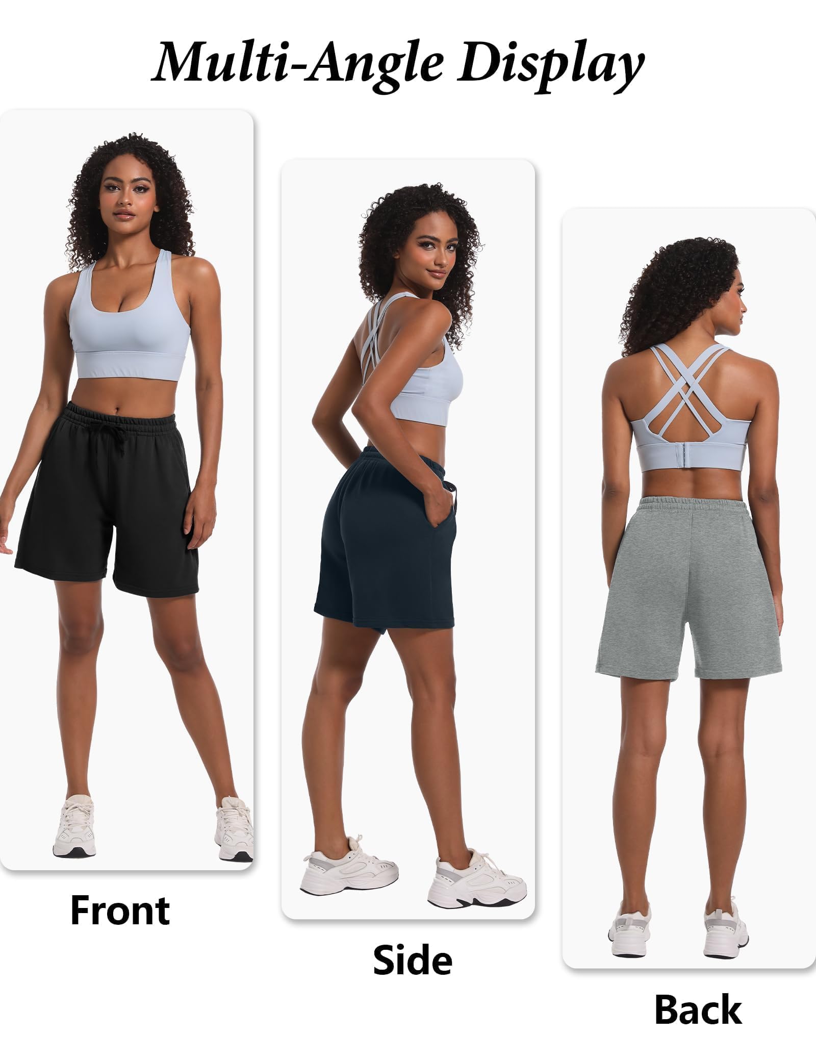 Dalavch Confezione da 4 pantaloncini estivi da donna, in cotone, comodi, con coulisse, per casual, lounge, sport, atletica, con tasche