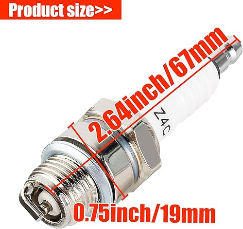 Miniatura 3 de Bujía Z4C para 49 cc, 50 cc, 66 cc, 70 cc, 80 cc, 2 tiempos, motor motorizado, ciclomotor, scooter, Yamaha, JOG50, 90, ZX50, DIO50, Suzuki, AG100,