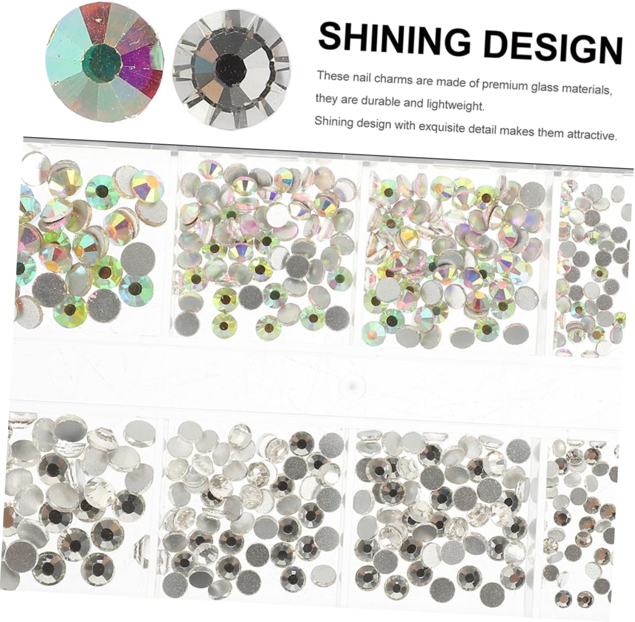 FRCOLOR 3sets Flatback Rhinestones Nail Gems for DIY Crafts Makeup Nail Decoration Includes Rhinestone Picker and Ab Color Designs