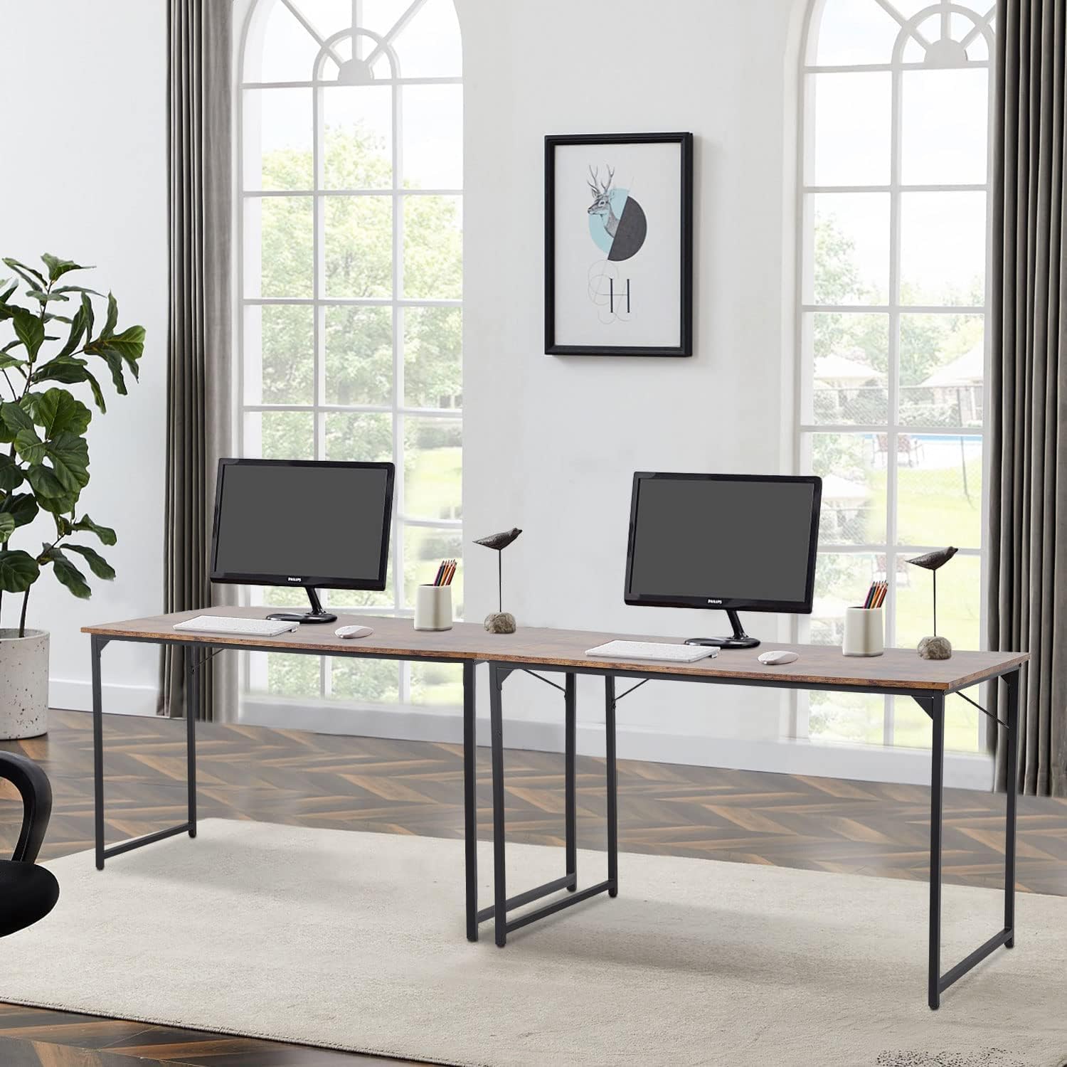 Computer Desk 47 inch Length Study Writing Table, Adjustable feet, Modern Furniture for Home Office, Brown