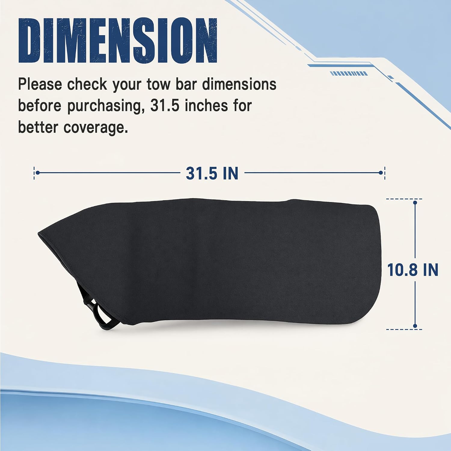Tow Bar Cover Heavy-Duty Marine Grade Black Chloroprene Rubber Tow Bar Storage, Tow Bar Covers Universal for SUV, 055-3 Motorhome Mounted Tow Bars, Suitable for All Sterlings Falcons Blackhawk Towbars