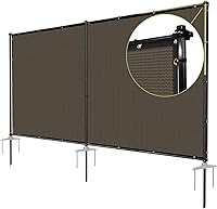 Vista 1 de TANG Valla de privacidad para exteriores de 5 x 12 pies, pantalla de malla independiente con postes de hierro estacados, divisor temporal de patio