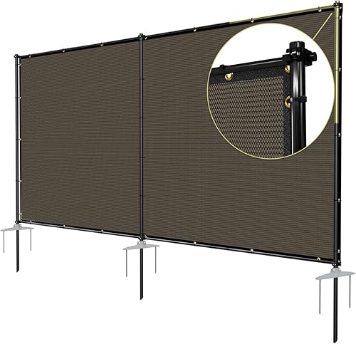 Miniatura 1 de TANG Valla de privacidad para exteriores de 5 x 12 pies, pantalla de malla independiente con postes de hierro estacados, divisor temporal de patio,