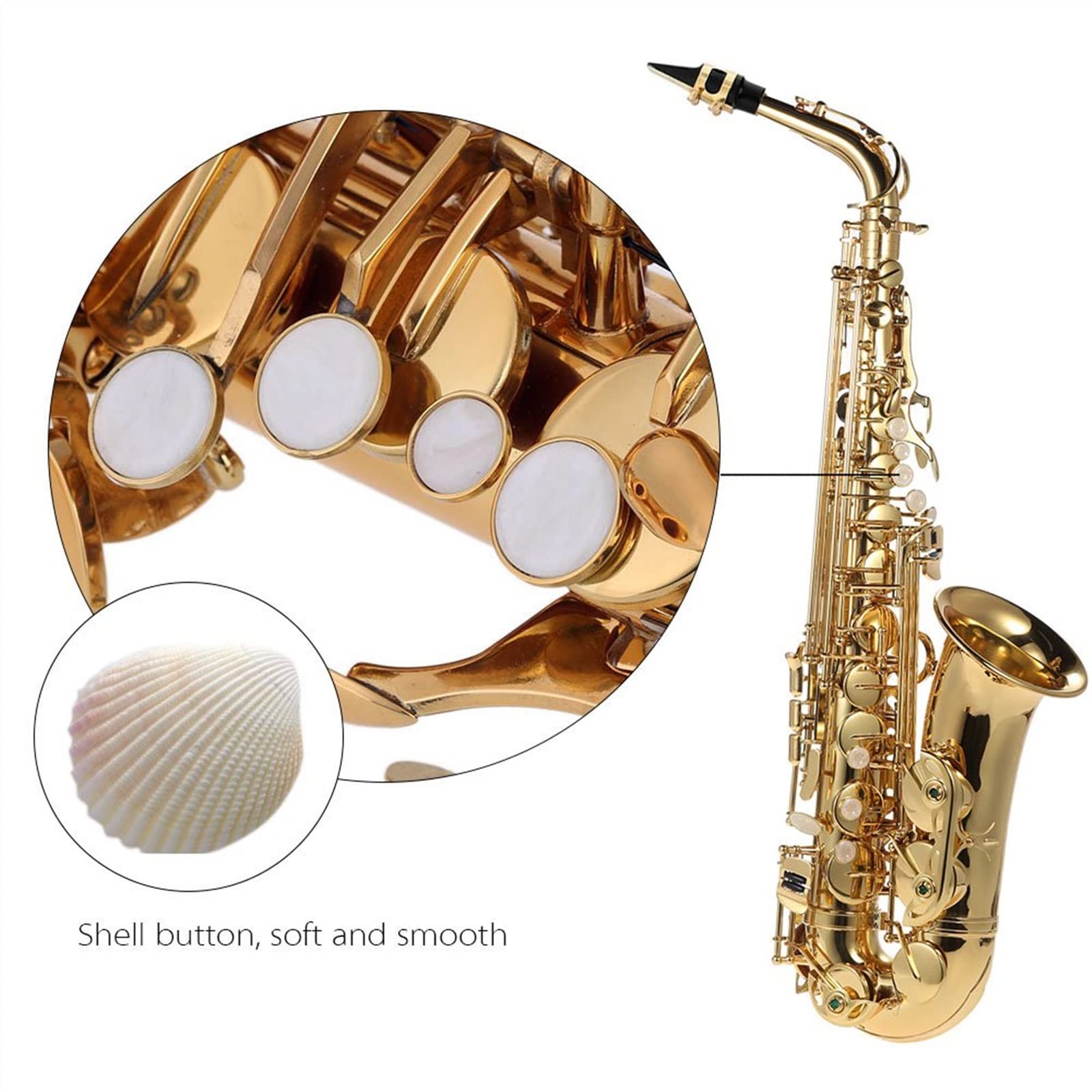 Saxophon Student Es-Alt-Saxophon, Messing, Lackiertes Gold, E-Saxophon, 802 Schlüsseltyp, Holzblasinstrument Mit Koffer