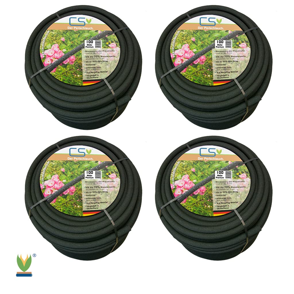 100m CS Perlschlauch Premium 4er Set für die Bewässerung im Garten/Hochbeet/Gemüsebeet/Heckenbewässerung