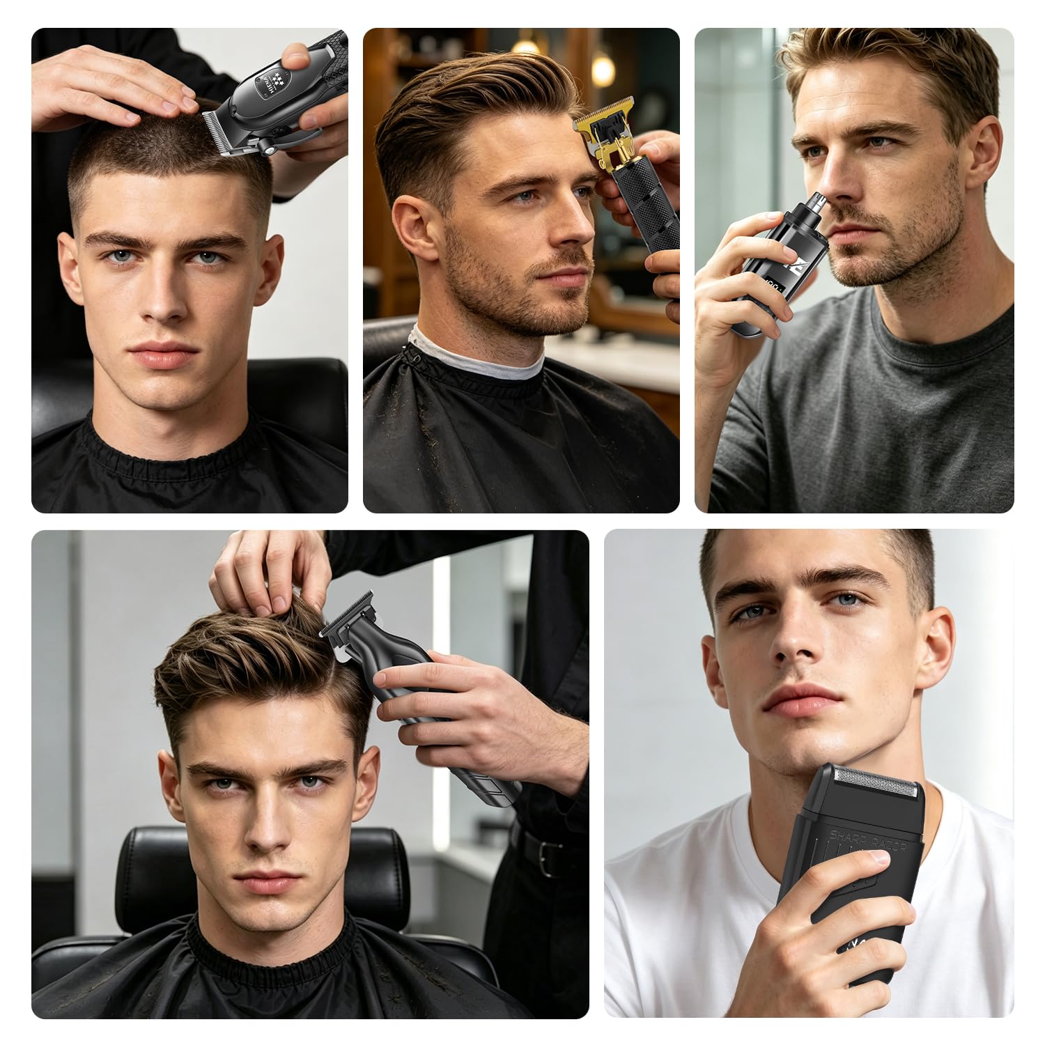 Cordless Hair Clippers for Men, Hair/Beard Trimmer Hair Cutting Kit