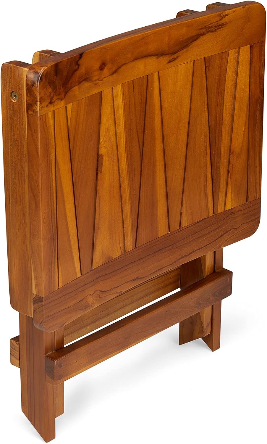 TeakCraft Teak Shower Stool - Wooden Bench for Inside and Outdoor Use - Stylish Folding Shower Chair for Elderly and Disabled Adults - Wood Folding Bath Chair, The Faros