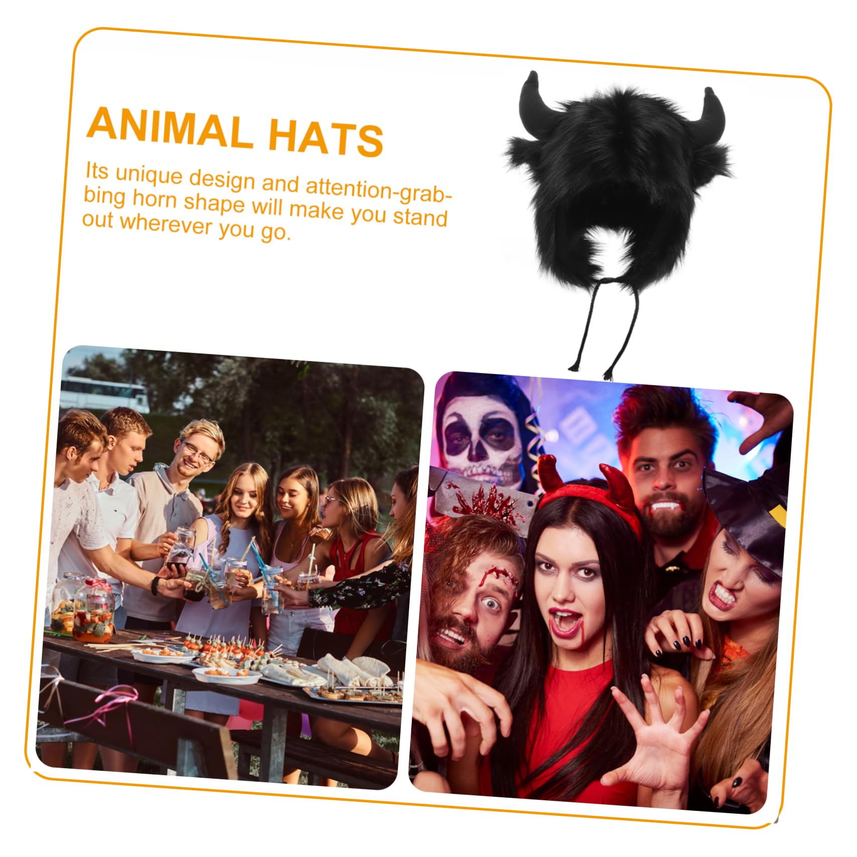 FOMIYES Tapa Del Oído De Bocina Fiesta Diadema Con Orejas De Animales Sombreros De Halloween Sombrero De Dibujos Animados Sombrero De Animales Disfraz Negro Poliéster