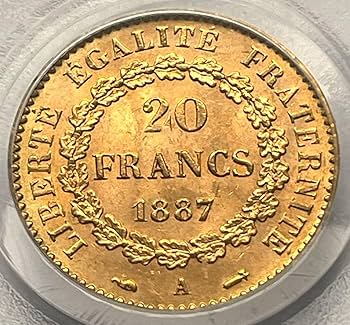 Amazon.co.jp: エンゼル金貨 1887年 フランス 20フラン 6.45g