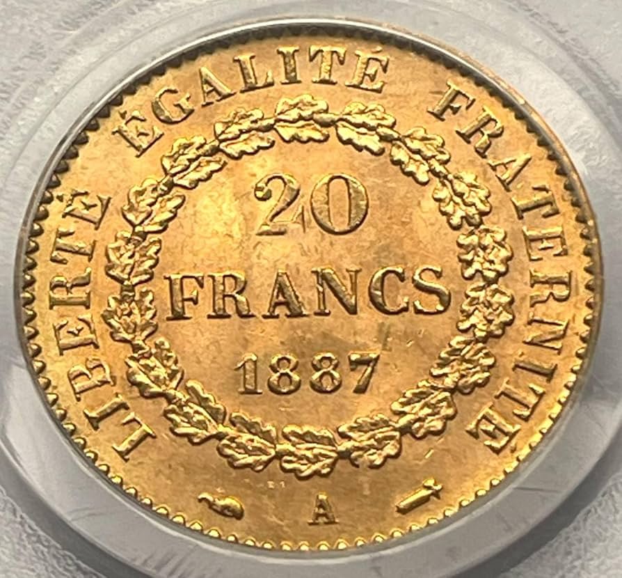 Amazon.co.jp: エンゼル金貨 1887年 フランス 20フラン 6.45g