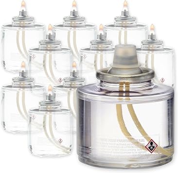 Hollowick Disposable Liquid Candles, 17 Hour, for Use in Glass Votive Tealight Lamp Holders, Restaurant Wedding Table Top Lights, Child Resistant Closures, 12 Pieces, Clear Fuel Oil HD17-12M