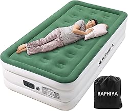BAPHIYA Single Air Bed, Inflatable Bed with Built-in Electric Pump, Quick Self-Inflation, Portable Blow Up Mattress with Flocked Surface for Kids Guest Home Sofa Camping Travel Outdoor 200x100x45cm