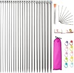 22 PCS Ensemble d'aiguilles de tricot 2mm-8mm Kit d'aiguille droite en acier inoxydable à pointe unique 11 Différentes tailles Pulls aiguilles avec verrouillage des fabricants de mailles grand pour le tissage