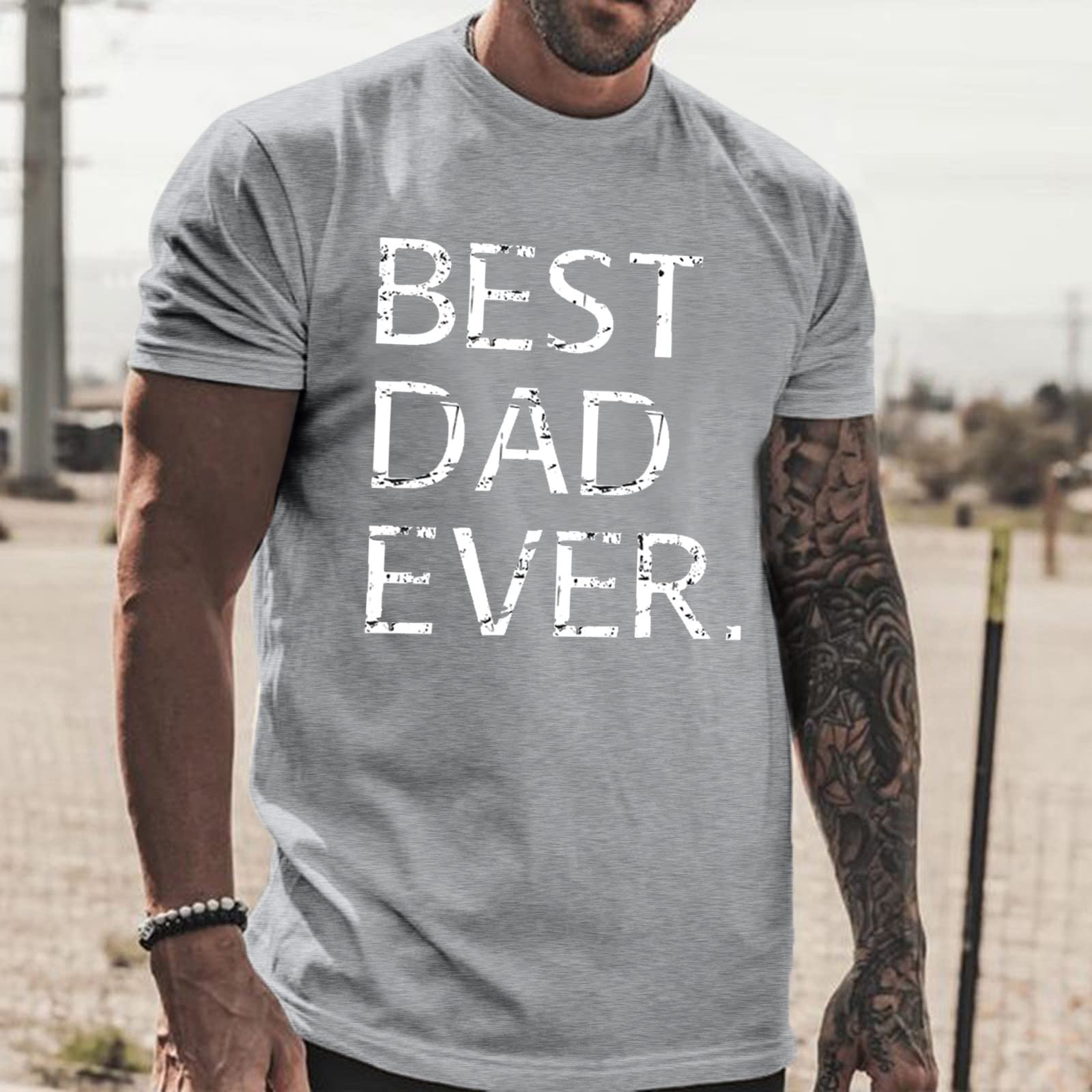 T-shirt męski z krótkim rękawem, 3D, zabawny nadruk, koszulka z krótkim rękawem, krój slim fit, casualowa, bluzka z okrągłym dekoltem, basic, dla mężczyzn, prezent, szary, S