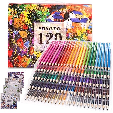 Lot De 120 Crayons De Coloriage Pour Adultes Ideal Pour Les Artistes Les Enfants Les Dessinateurs Les Etudiants 4 Livres De Coloriage Inclus Amazon Fr Fournitures De Bureau