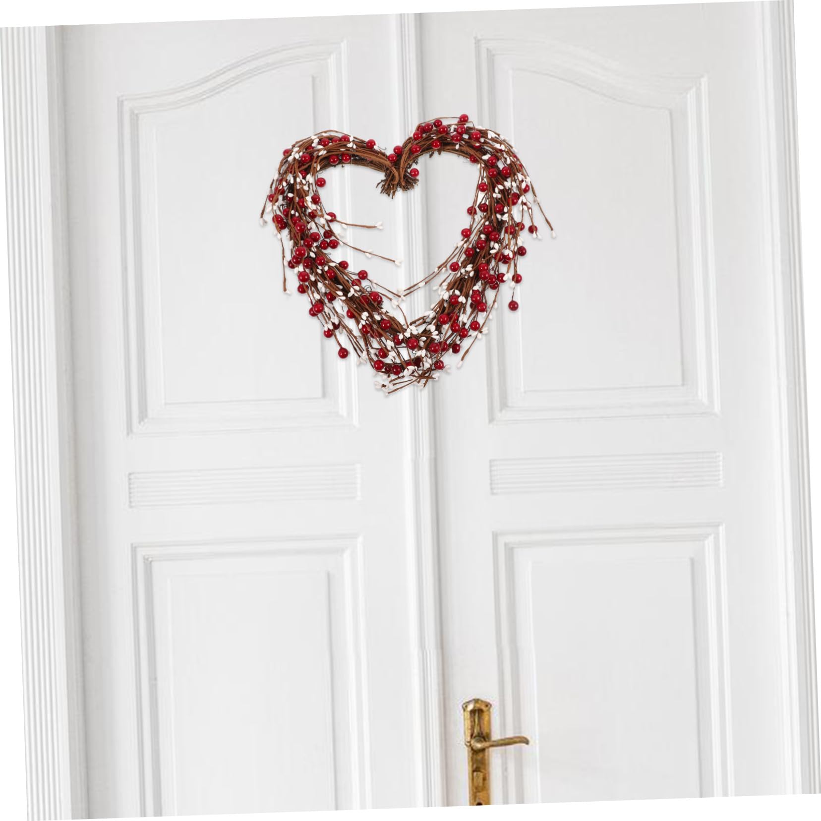 Guirnalda Corazón Bayas Rojas Artificial Colgante Decoración Rústica para San Valentín Puerta Ventana Cálido