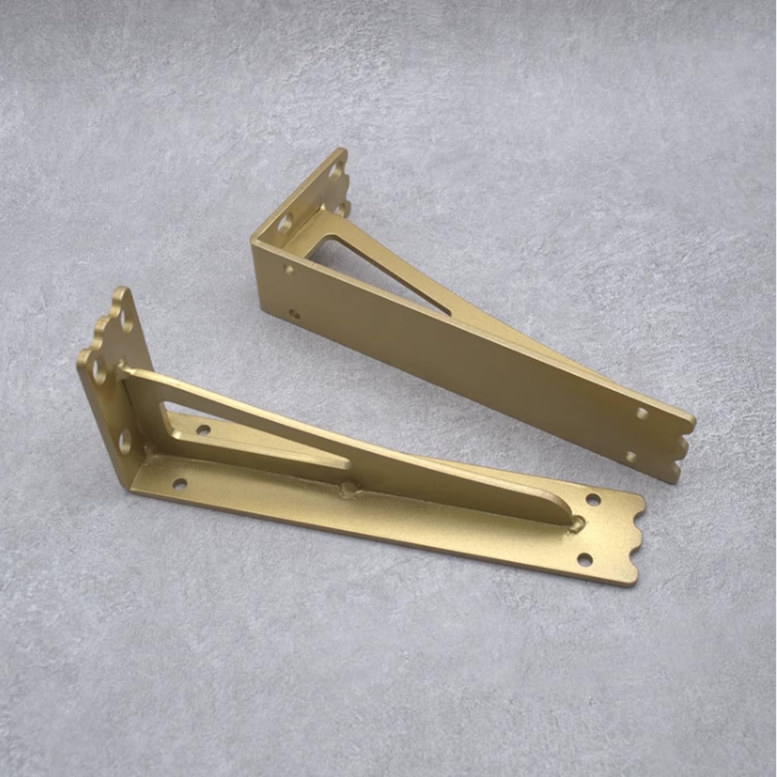 2 Pezzi Reggimensola Ferro,Staffe per Mensole Pesanti,Staffa Supporti per Mensola a Parete Triangolare 90 Gradi Angolo Retto,per Casa,Cucina e l'ufficio,con Viti,Oro (35cm x 10cm)