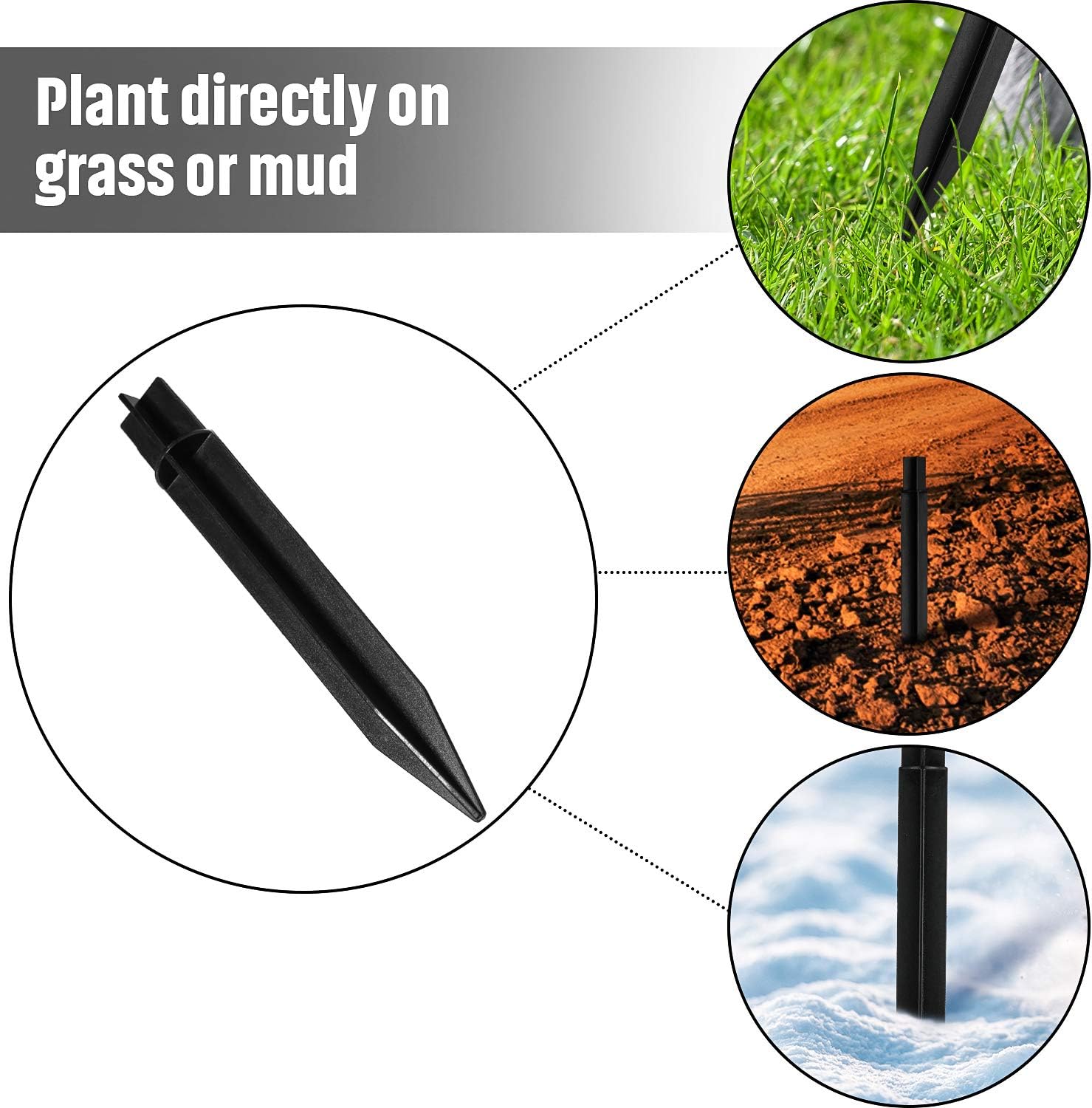 8.26 Inch Plastic Ground Spikes Stakes Solar Lights Spikes Replacement ABS Lights Stakes for Christmas Garden Lights (8 Pieces)
