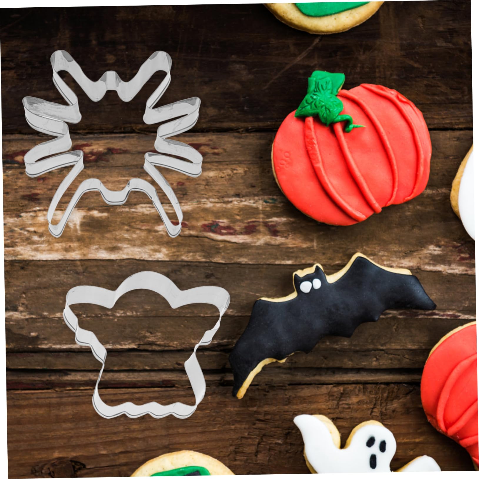 48 Stk Backform Kuchenform Ausstecher Im Halloween-stil Halloween-backzubehör -keksform Kürbis Ausstecher Mousse-ring Praktischer Keksausstecher Kekse Edelstahl 430 Silver PRETYZOOM