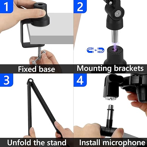 Miniatura 3 de Ajuste el brazo del soporte del micrófono para grabación de micrófono, producción de música, escritorio y estudio