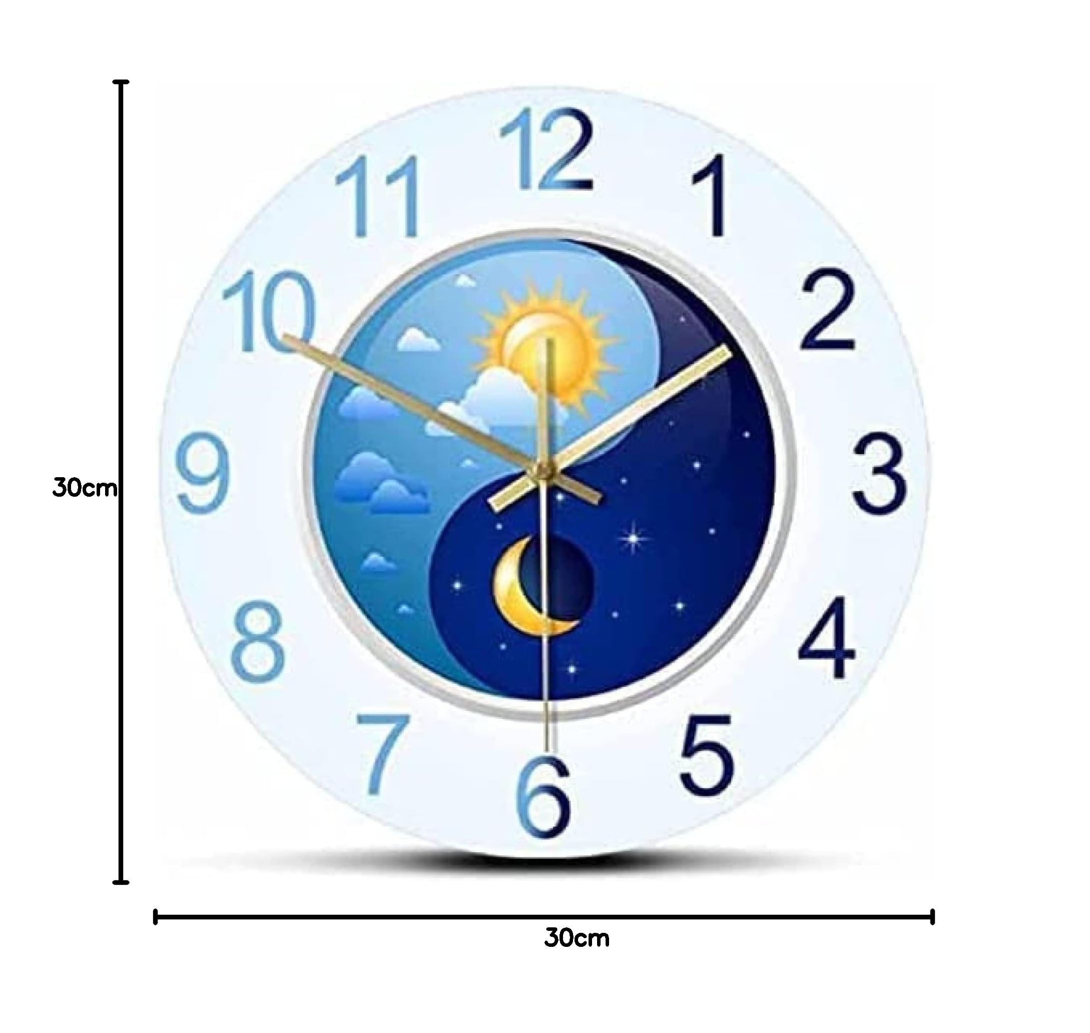 Amazon.co.jp: 装飾的な壁掛け時計12インチの昼と夜の中国の陰陽の