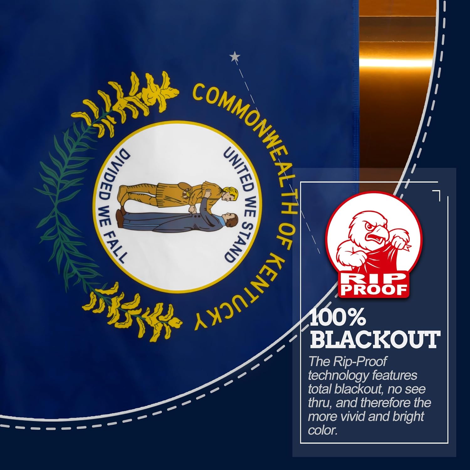 Anley Rip-Proof Double Sided 3-Ply Kentucky State Flag 3x5 Foot - Vivid Color, Canvas Header and Wrinkle Resistant - The Strongest, Longest Lasting Kentucky KY Flags 3 X 5 Ft
