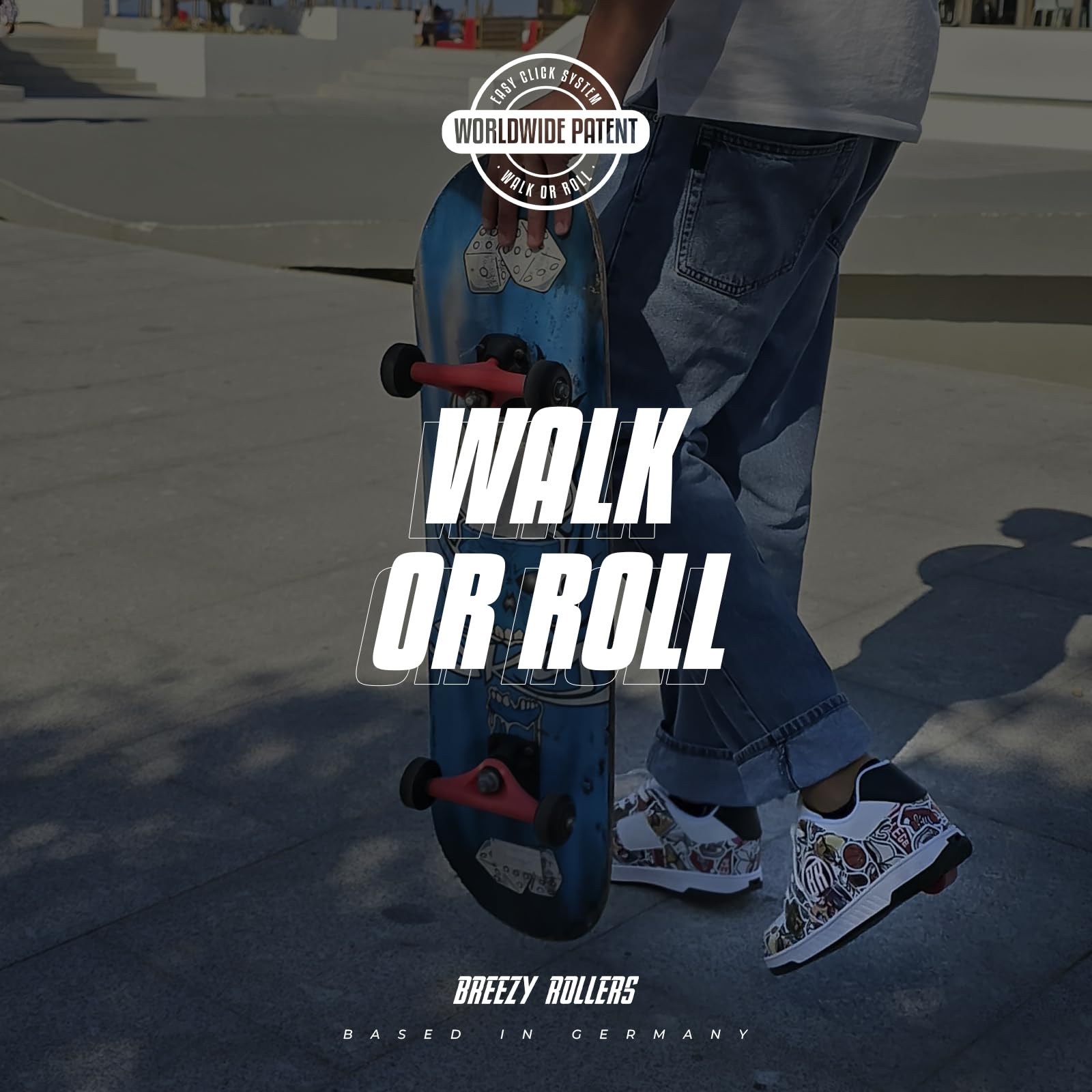 Breezy Rollers Zapatos con Ruedas para Niños | Zapatillas-Patines Infantiles | De Zapatos Callejeros a Patines en Segundos | Sistema de Clic Patentado | Zapatillas con Ruedas para Niñas y Niños