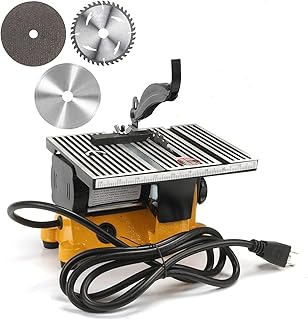 4-inch Power Table Saw, 90W 5000RPM DIY Handmade Craft Mini Table Saw Portable Small Household DIY Handcrafts Mini Desktop Saw, Electric Cutting Machine W/ 4" Saw Blades (1 x Table Saw + 3 x Blades)