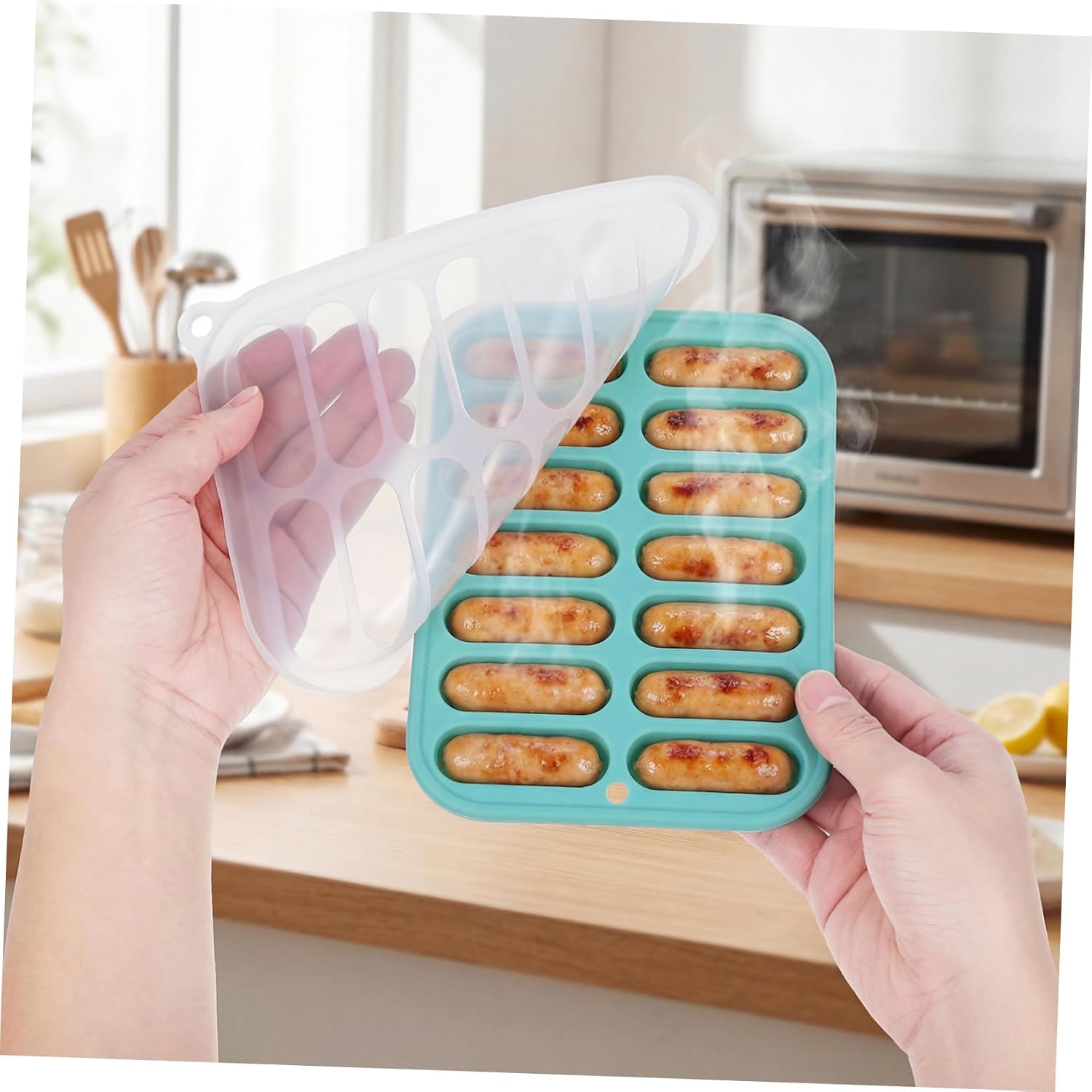 INOOMP Eco-friendly Silicone Ice Cube Mold Ice Cube Trays Lid Sausage Mold Diy Baking and Fondant