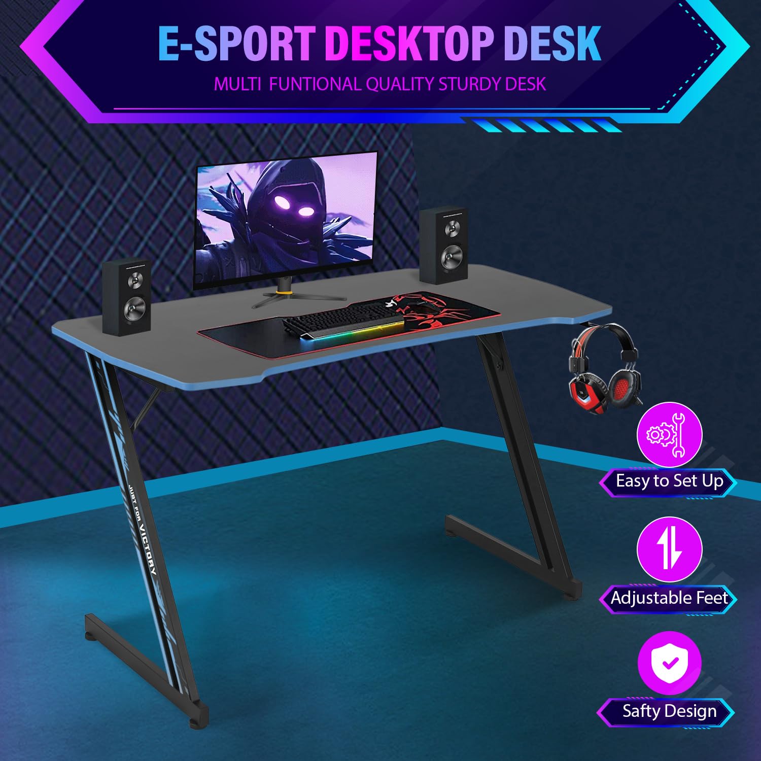Amazon.com: PayLessHere 47 Inch Modern Z-Shaped Gaming Desk