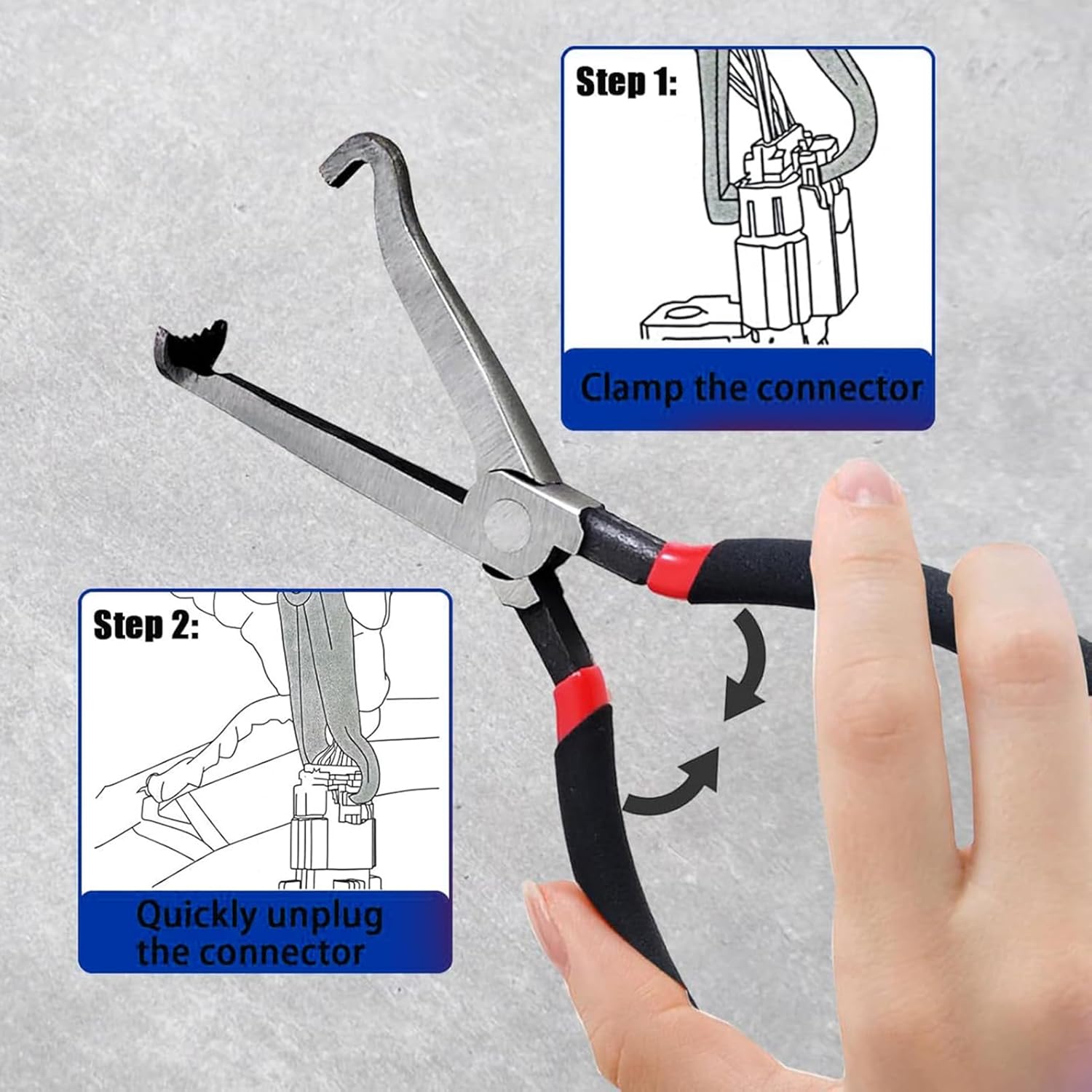 Electrical Disconnect Pliers, Multifunction Cable Cutter Pliers - 8 inch Automotive Wiring & Hose Separation Tool for Efficient Disconnects (Red Black)
