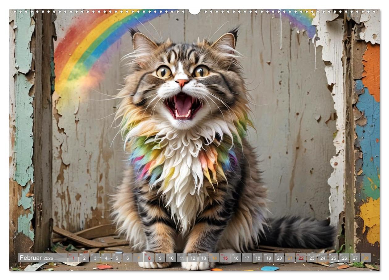 Hier kommt Mietzi (hochwertiger Premium Wandkalender 2026 DIN A2 quer), Kunstdruck in Hochglanz: Ein Kalender mit frechen Katzen, jeden Monat neu! (CALVENDO Tiere)