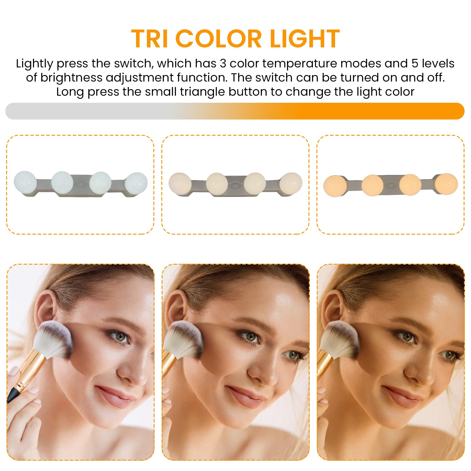 Lot 4 Lumières LED Maquillage Dimmables – Éclairage Coiffeuse Sans Fil Batterie, Lumière Jour Pour Maquillage Parfait