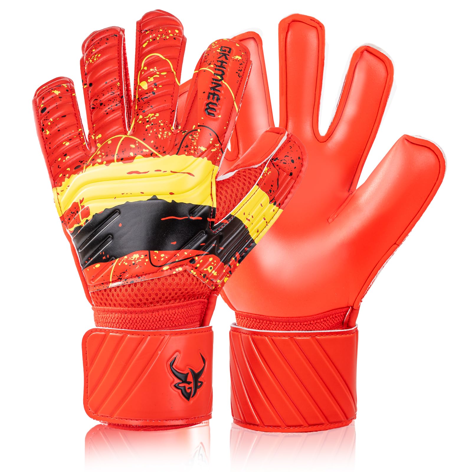 GKHMNEW Professional Football Goalkeeper Gloves | Pro-Level Superior Grip & Finger Spines Protection | Lightweight Breathable Latex | Match/Training Ready | Kids Youth Adult Sizes 6-10(Red, 9)