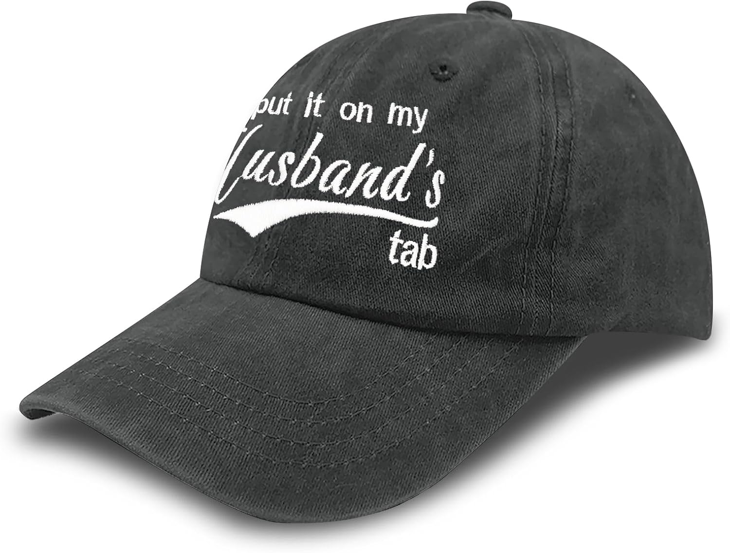 Put it on My Husbands Tab Hat for Women Funny Hats for Wife Adjustable Washed Cotton Baseball Cap - Image 2