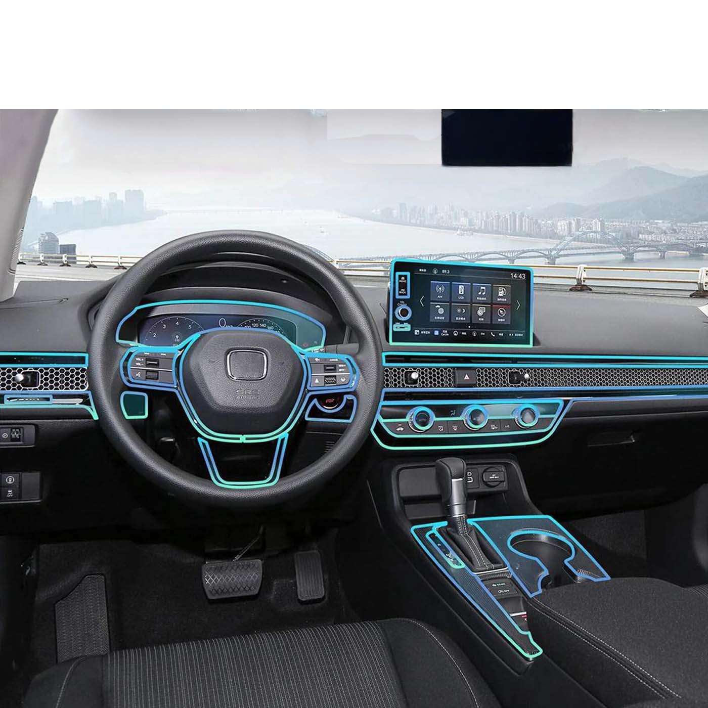 TPU Film Car Interior Sticker Dashboard Screen Protection, for Honda 11th Civic Hybrid Version 2022-2025 Film Car Transparent