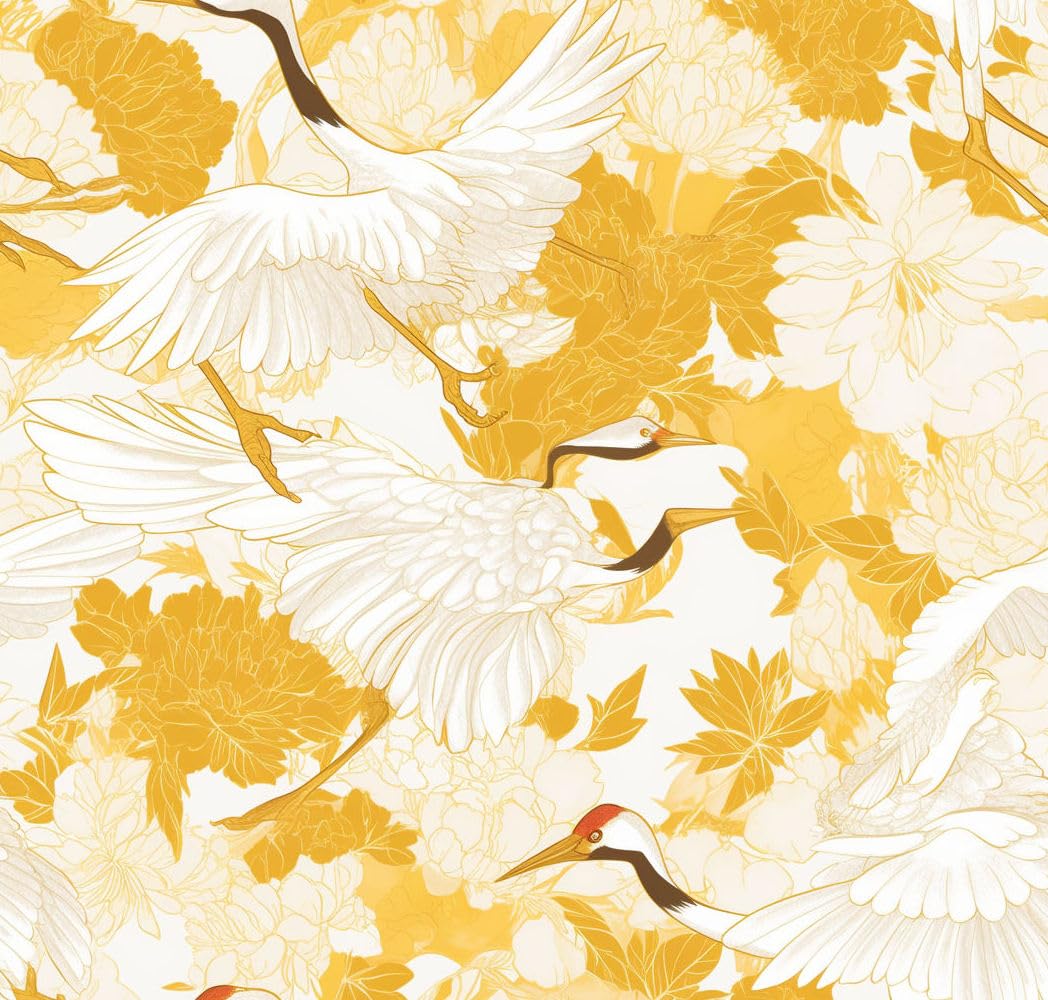 Papel pintado autoadhesivo Flores vintage doradas y blancasGrulla peonía retro Papel tapiz adhesivo papel de contacto papel de pared papel de pared fácil de despegar para mesita de noche cajón gabin