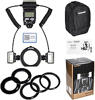 Vista 4 de YONGNUO YN24EX YN-24EX 24EX, TTL Macro Ring Flash LED Macro Flash Speedlite, con 2 cabezales de flash y 4 anillos adaptadores para Canon