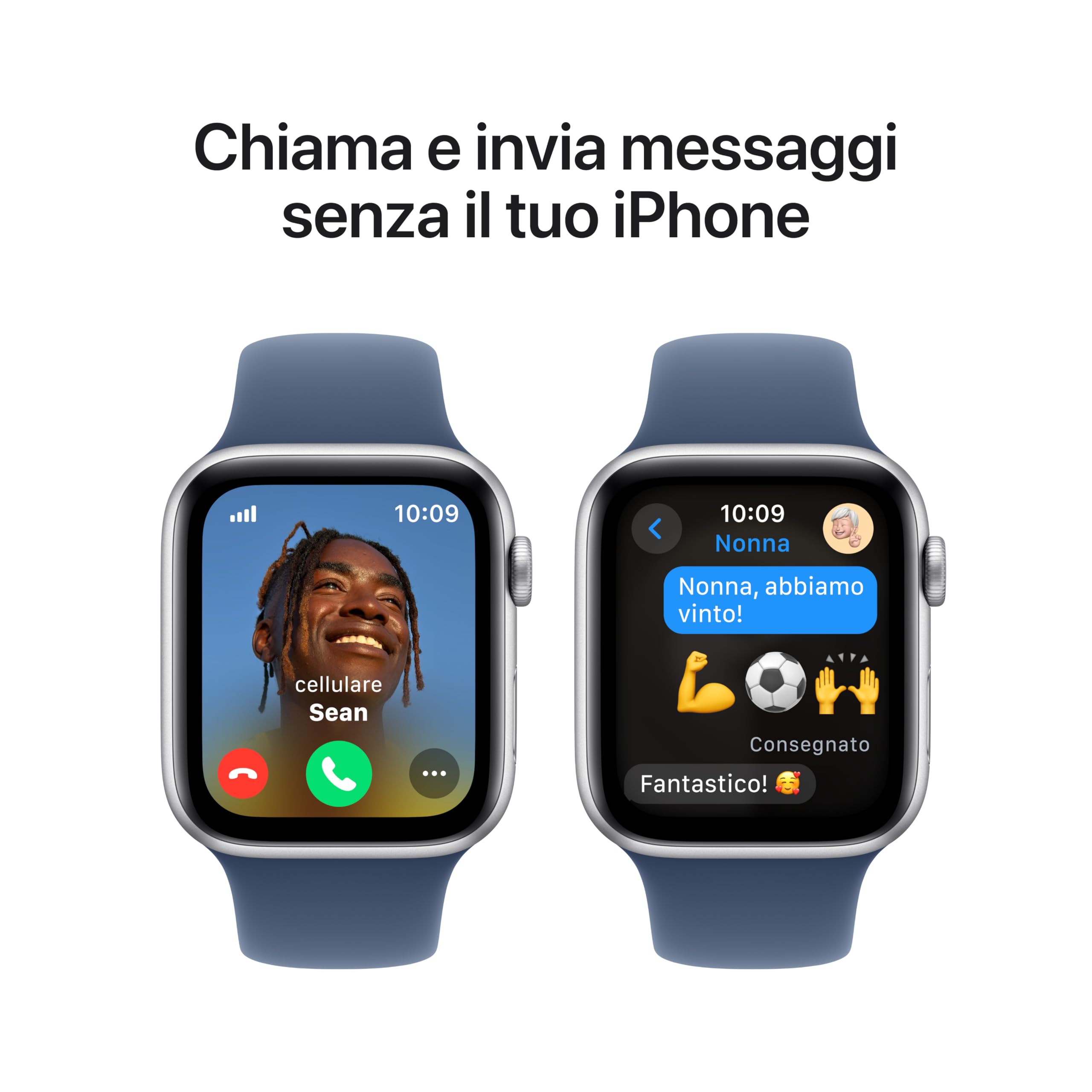 Apple Watch SE (2ª gen.) GPS + Cellular 44 mm Smartwatch con cassa in alluminio Argento e Cinturino Sport Denim - S/M. Tracker per il fitness e il sonno, app Battito, Rilevamento incidenti