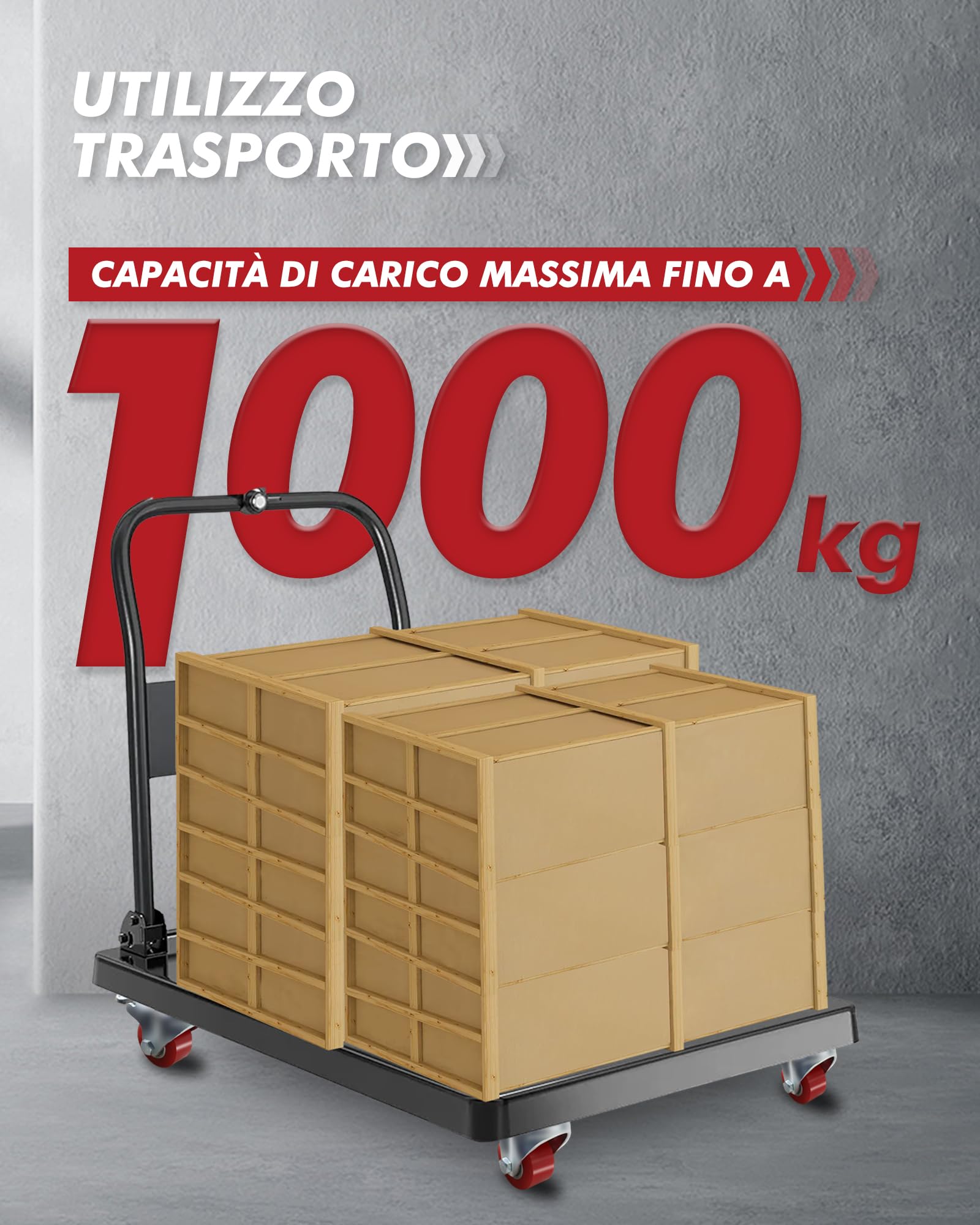 4 Ruote industriali da 50 mm, rotelle a carico pesante, 1000 kg, silenziose, in PU, con piastra, rotelle orientabili con freno, montanti in acciaio per trasporto di materiali, tram, banco da lavoro (2