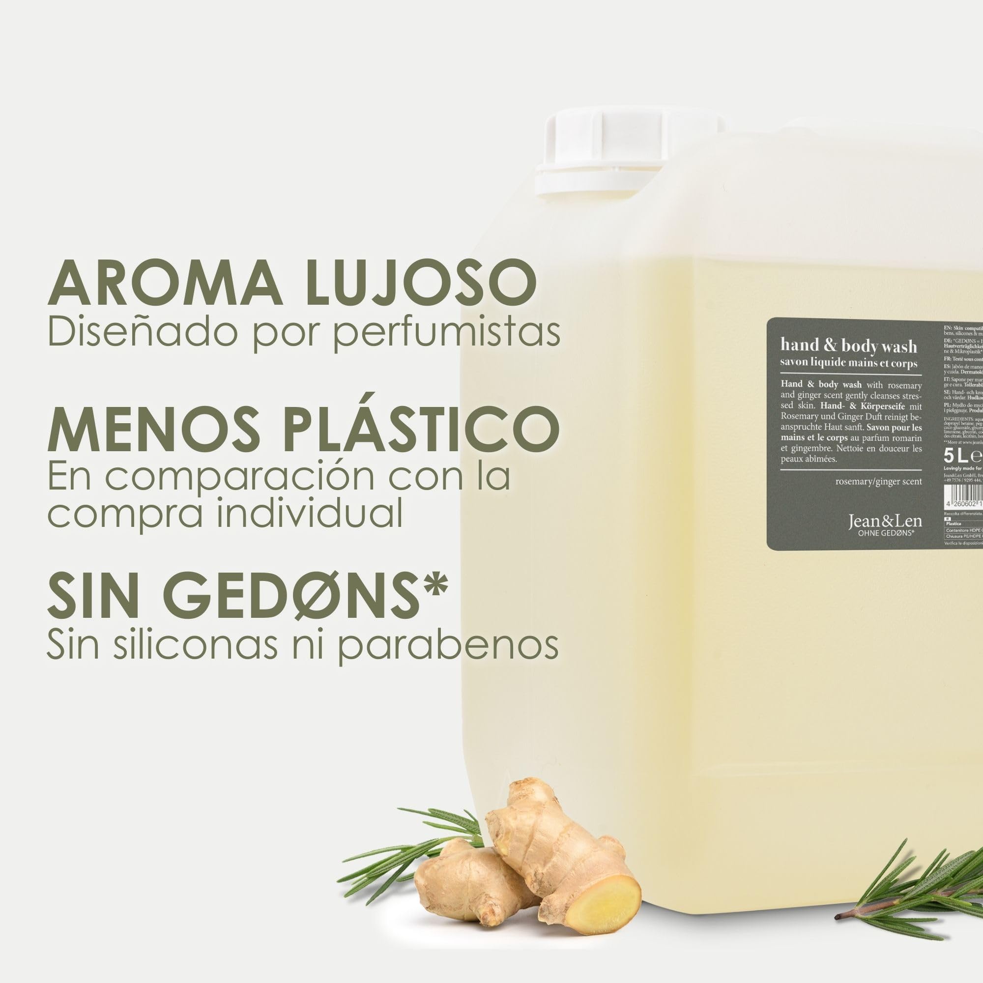 Jean & Len Hand & Body Wash Rosemary & Ginger 5 L