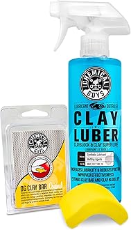 Chemical Guys CLY_113 OG Clay Bar & Lubber Synthetic Lubricant Kit – 16 fl oz, Light/Medium Duty, for Car Lovers, Detailers & Auto Enthusiasts – Essential Car Detailing Kit Accessory, 2 Items, Yellow