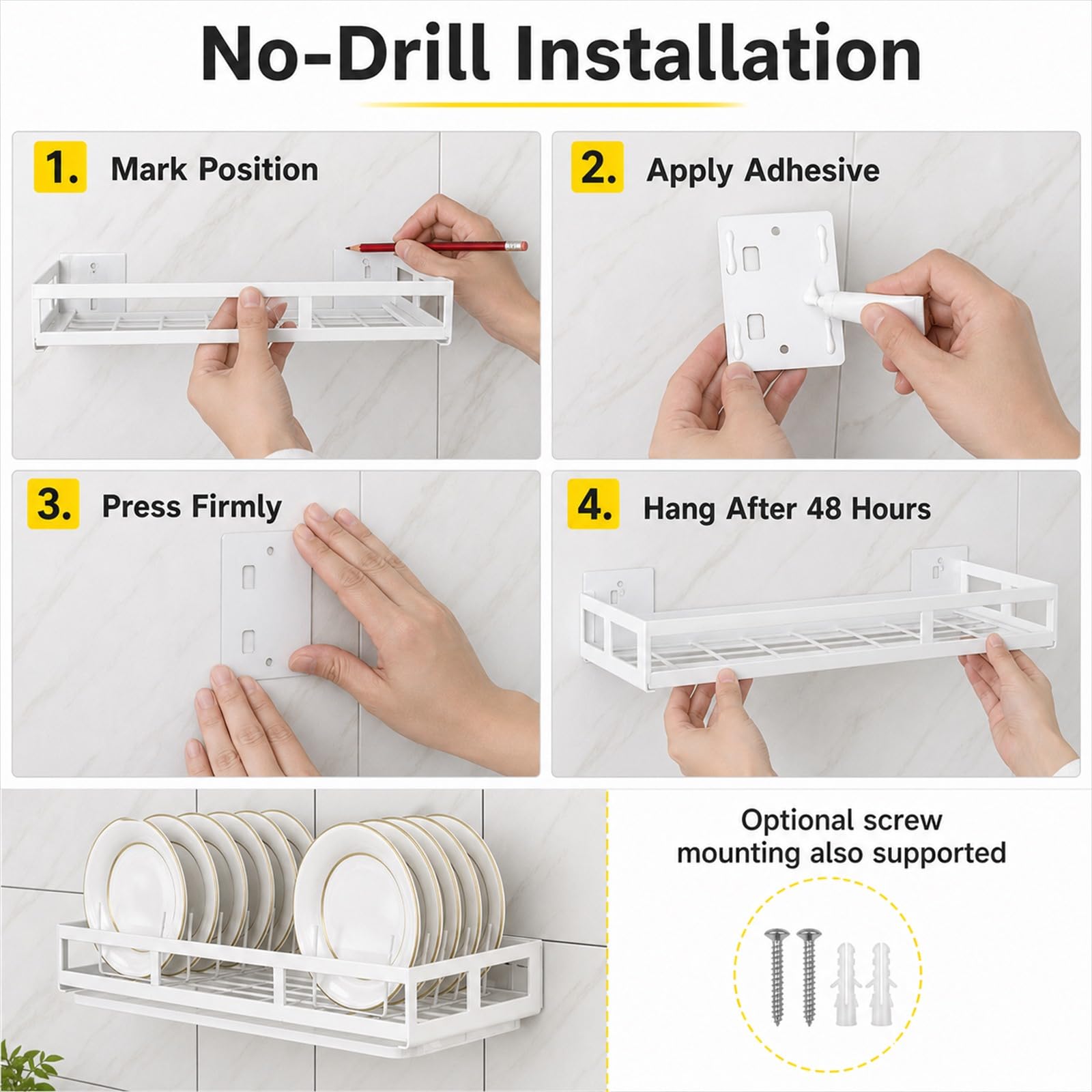 Escurreplatos sobre Fregadero,Escurridor De Platos Colgante De Pared,Escurridor De Platos con Bandeja,PrevencióN De La OxidacióN,Puede Contener Platos,Cuencos Y Tazas