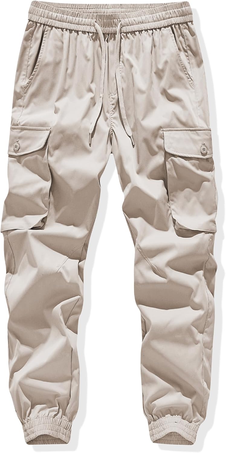 JMIERR Men's Casual Cargo Joggers Pants Stretch Elastic Waist Drawstring Tapered Sweatpants with Pockets - Image 6