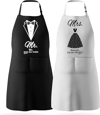 Mr & Mrs Aprons for Couple Gift-Anniversary,Bridal Shower,Wedding,Engagement,Christmas Gifts for Couple,Kitchen Gift Set