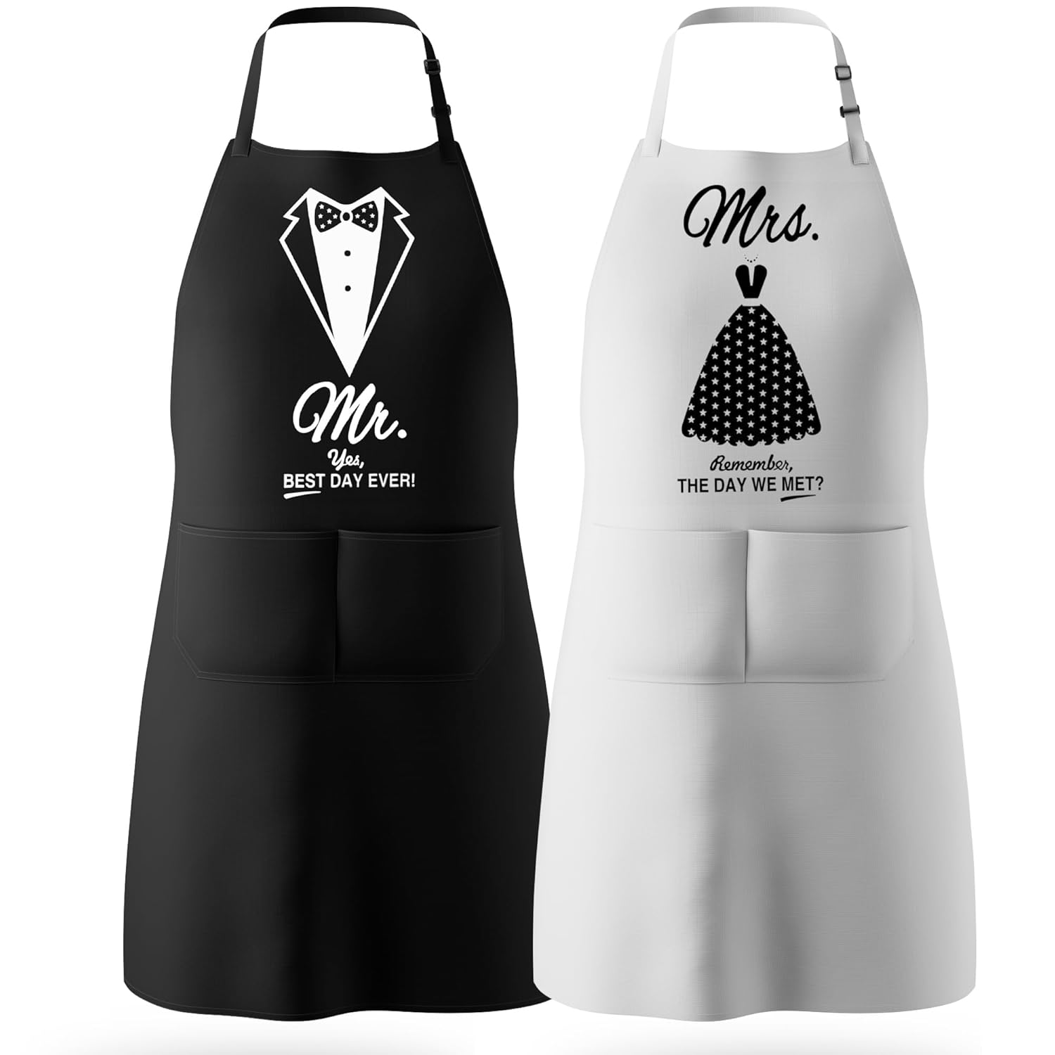 Wedding Gifts Engagement Gifts for Couples Mr and Mrs Aprons for Couples Gifts, Bridal Shower Gift Anniversary Christmas Gifts for Couple Mr and Mrs Gifts, 2 Pack Apron Gift Set (2 PACK) Thumbnail