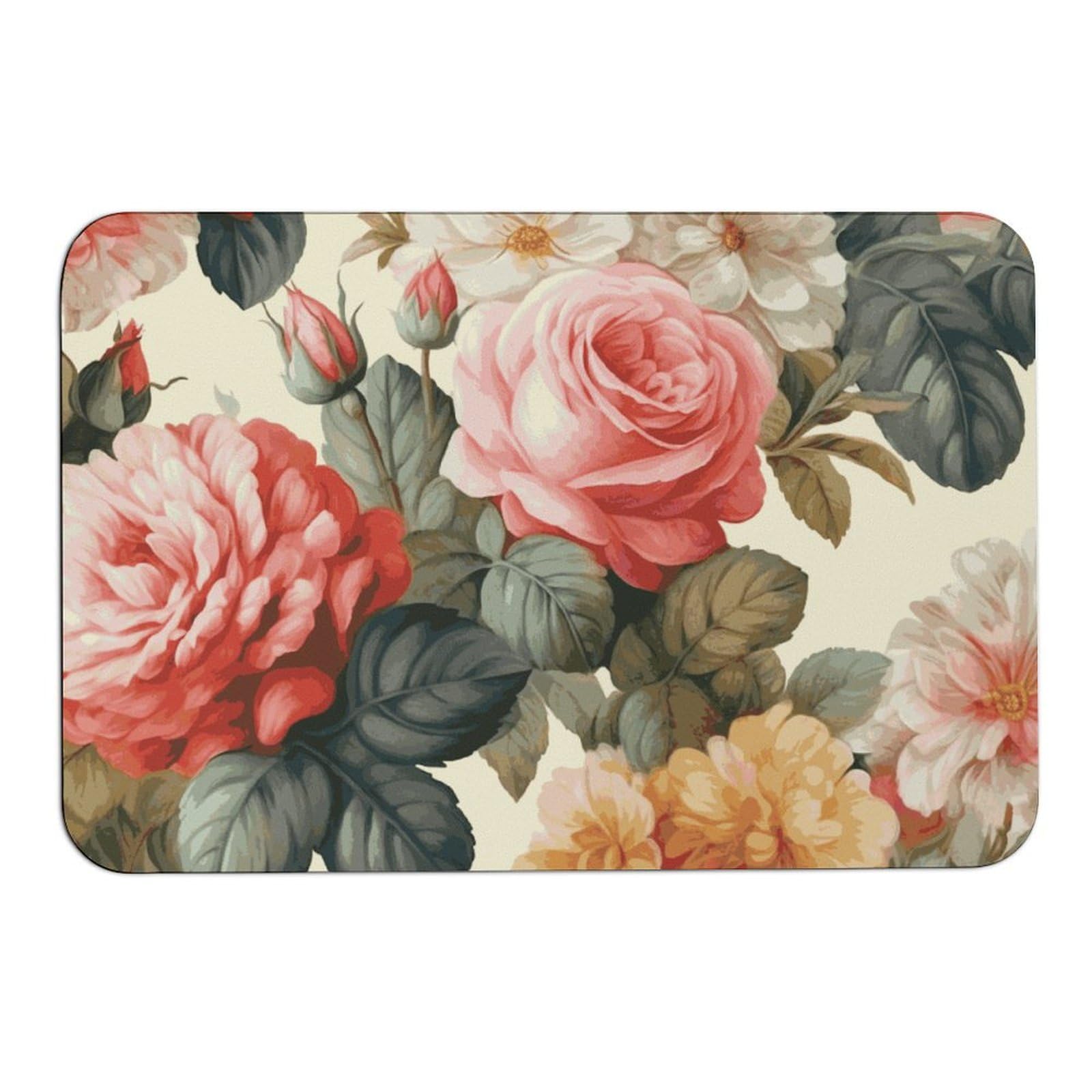 Tapis absorbant l'eau vintage floral 60x40 cm de sol antidérapant