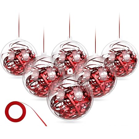 Yayun 50 Pcs Clear Plastic Fillable DIY Hollow Sphere, Christmas Ornaments Baubles Balls For DIY
